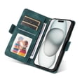 thumbnail image 5 of for iPhone 13 Wallet Case, Pattern PU Leather Purse Phone Case with [Credit Card Slots] [Wrist Strap] Flip Stand Shockproof Full Body Protective Cover for iPhone 13, Green, 5 of 10