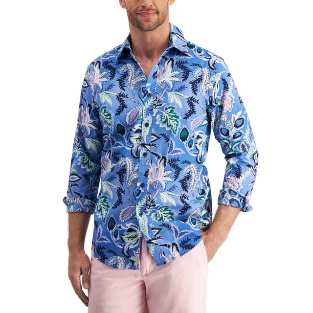 Club Room Chemise à Imprimé Floral Cerritos pour Homme, Bleu Small