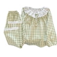 thumbnail image 6 of ITSAME Teen Girls Sleepwear Outfits 2-Piece Cotton Plaid Ruffle Long Sleeve Top and Pants Spring Fall Loungewear Set Green Size 14, 6 of 7