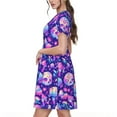thumbnail image 2 of Naloa colorful mushroom Skull rainbow Print Womens Summer A-Line Dress with Pockets,Short Sleeve Dresses,Flowy Beach Swing Dress for Vacation Travel, 2 of 6