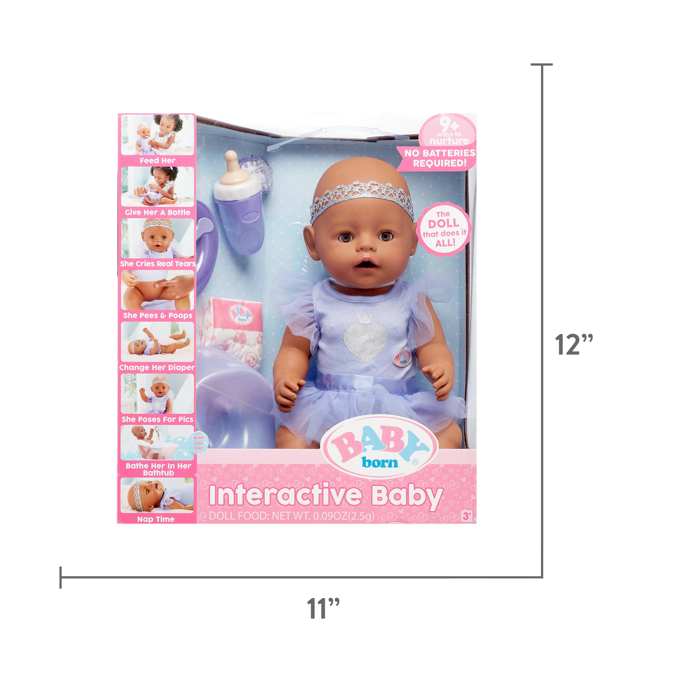 Baby born interactive sales doll brown eyes
