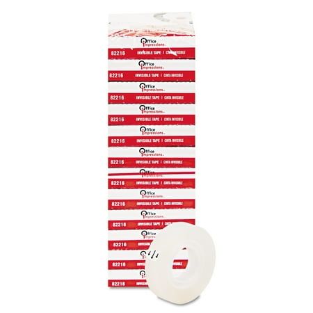 Office Impressions Invisible Tape, 1/2" x 1296", 1" Core, Clear, 12/Pack