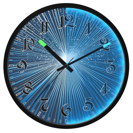 Ryvnso Blue Fireworks Stripes 12 Inch Night Light Wall Clock Luminous Silent Battery Operate Clocks