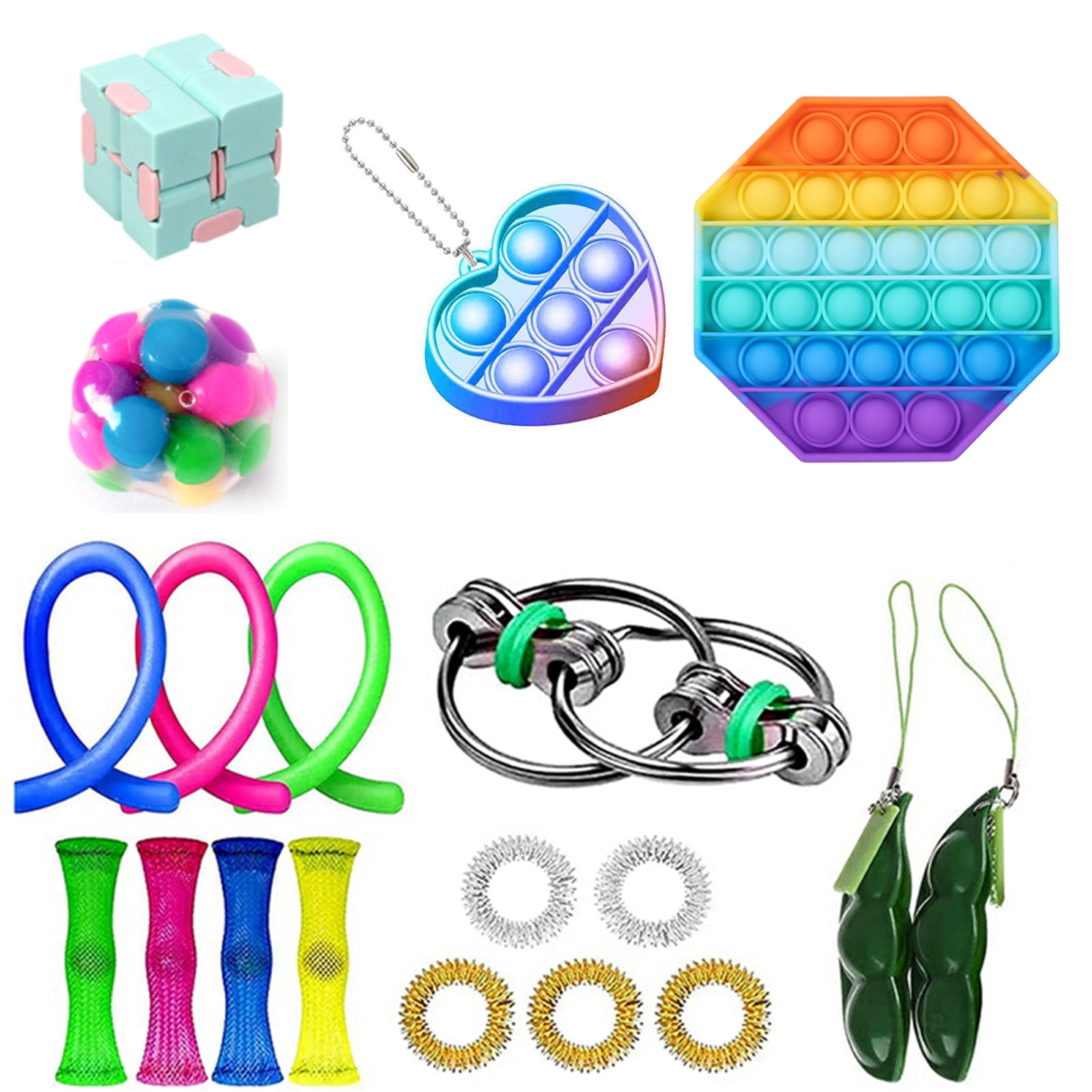 18Pcs Fidget Toy Set,Cheap Fidget Pack for Kid Adults,Dimple Toy Stress