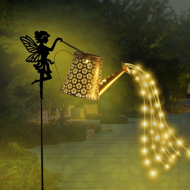 Lámpara De Hierro Forjado Mini Linterna Solar Con Forma De Flor Para Botella De Agua, Luz Decorativa Para Jardín Al Aire Libre Con Acabado De Hierro Dorado Y Luz Led Cálida, 28cm (1 Unidad) Rkxzt