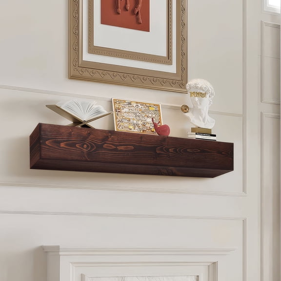 VEVOR Fireplace Mantel, 60" x 8" x 6", 50 lbs Weight Capacity, Natural Wood Mantel for Over Fireplace, Wall Mounted Floating Farmhouse Shelf, Handcrafted Fireplace Mantel for Wall Decor