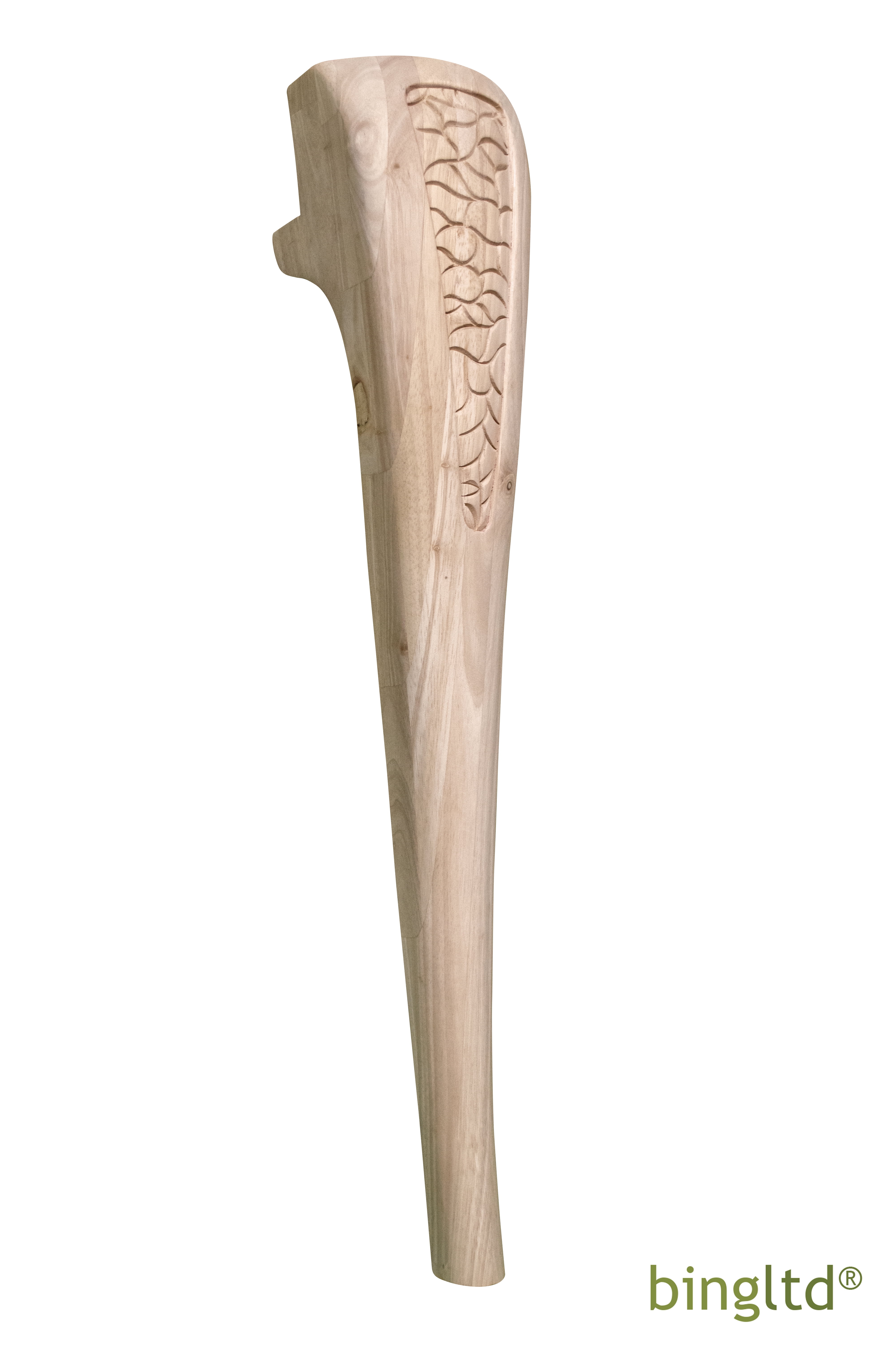 Unfinished Rubberwood Dining Table Leg with Carved Detail