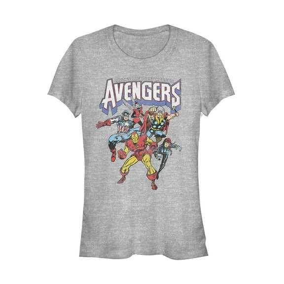Junior's Marvel Mightiest Heroes Avengers Graphic Tee Athletic Heather X Large