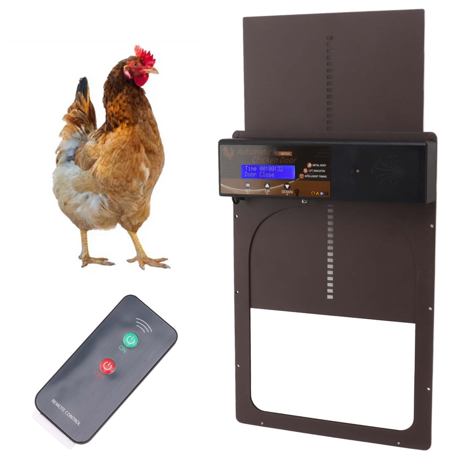1pc Automatic Chicken Coop Door With Auto Opener & * Anti-Pinch System, LCD Display, (AA/R6, Not Included) Suitable For Poultry Coops, Chickens, Ducks, Geese - Outdoor Use