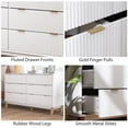 thumbnail image 6 of HOMCOM Fluted Dresser for Bedroom with 6 Drawers, 54" Wide Chest of Drawers with Gold Finger Pulls and 5 Wood Legs, White, 6 of 9