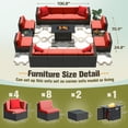 thumbnail image 2 of Homall 15 Pieces Rattan Patio Furniture Conversation Set with 43" Gas Propane 50000 BTU Fire Pit Table Outdoor Sectional Sofa for Backyard,Red, 2 of 11