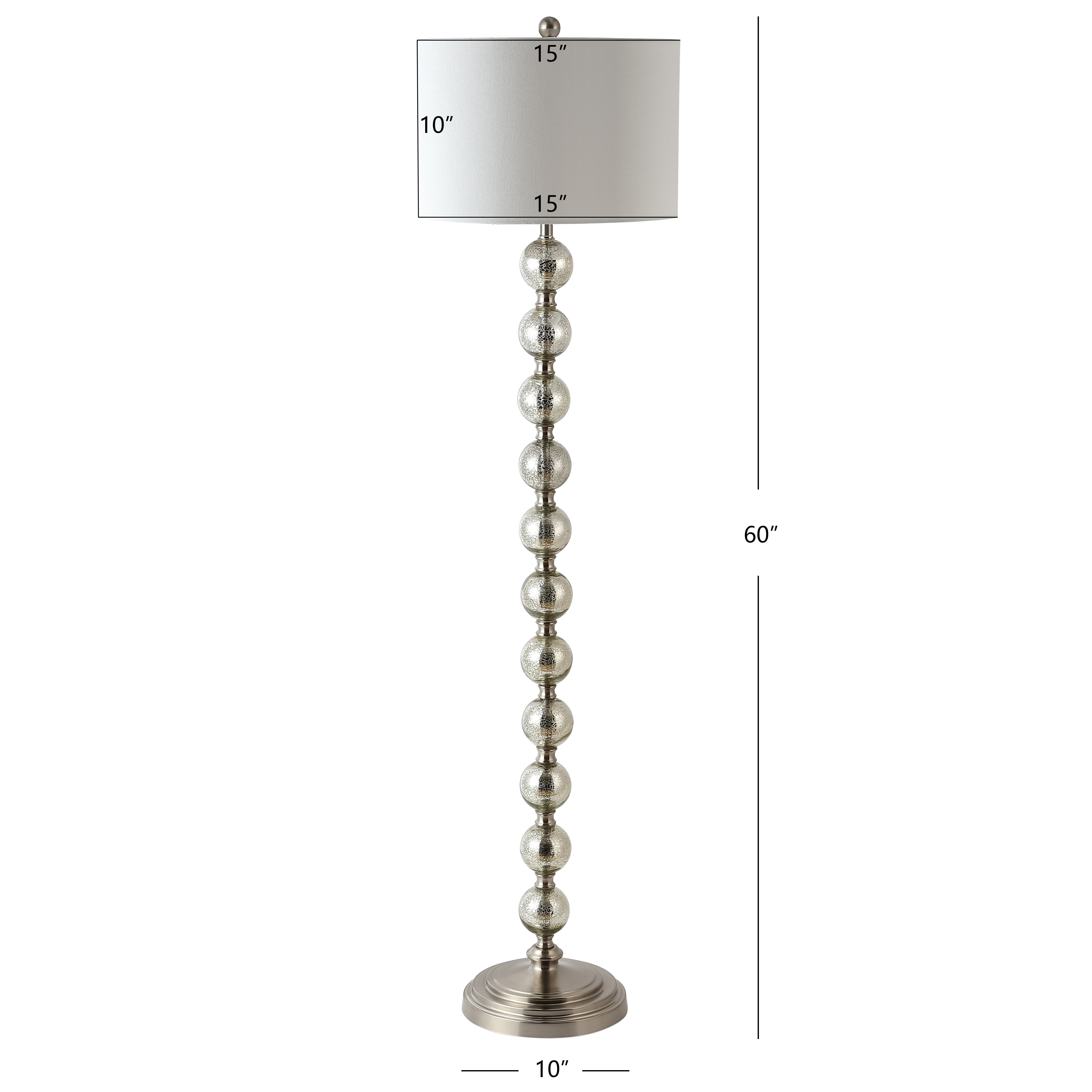 SAFAVIEH Cace 60 in. H Beaded Glam Floor Lamp, Nickel/Ivory