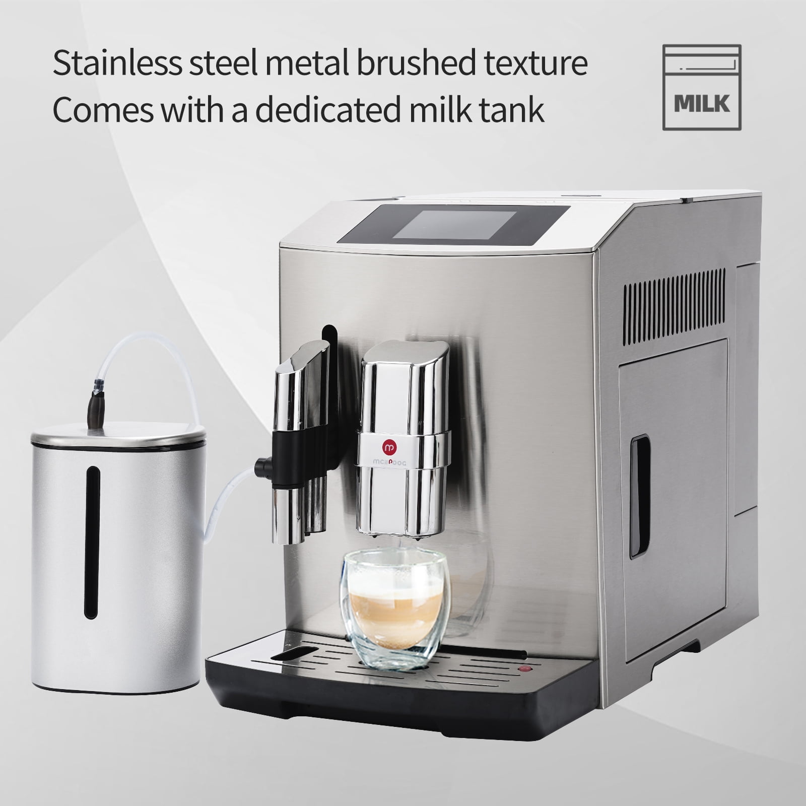 Mcilpoog 2022New Fully Automatic Coffee Machine Silver Full Metal