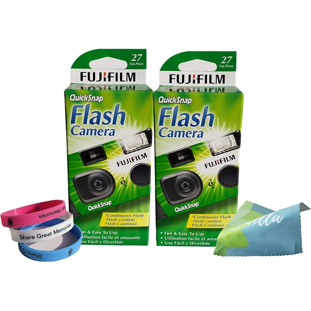 Fujifilm QuickSnap Flash 400 Appareil photo jetable 35 mm (lot de 2) plus  bracelets 100 % silicone et chiffon en microfibre 