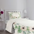 thumbnail image 3 of Ambesonne Anemone Flower Quilted Bedspread Set 2 Pcs, Fresh Plants, Twin Size, Green Peach Black, 3 of 5