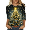 thumbnail image 2 of Gamivast Women Christmas Tops Christmas Shirts for Women 2025 3/4 Sleeve Plus Size Round Neck Funny Holiday Graphic Pullover Fall Loose Fitted Tunic Blouses Xmas Party Outfits, 2 of 6