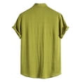 thumbnail image 3 of Bcfgryg Male Summer Casual Solid Shirt Tops Short Sleeve Stand Collar Pocket Shirt Men's Linen Shirts Summer, 3 of 4