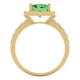 thumbnail image 4 of 3.4ct emerald cut green Zircon 18k yellow gold halo Bridal Wedding Engagement Promise Anniversary Ring for Women size 9.5, 4 of 7