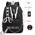 thumbnail image 1 of Wednesday Addams Backpack USB Charge Anime Cosplay School Bags for Boys Girls Gift Capacity Laptop School Mochilas qiuyongming unisex, 1 of 2