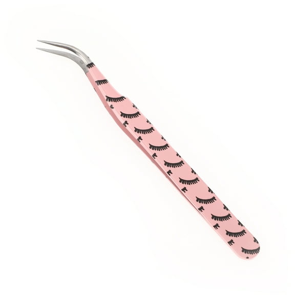 Unique Bargains 1 Pc Women Lightweight Lash Tweezers for Beauty Parlor Pink Stainless Steel
