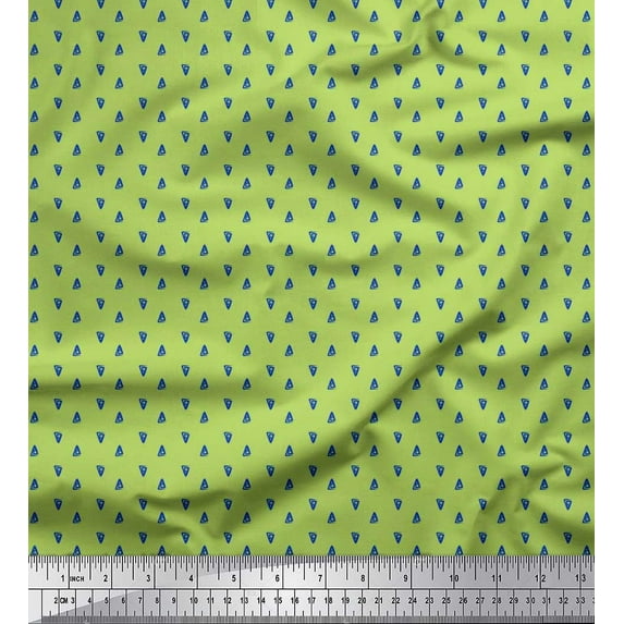 Soimoi Rayon Fabric Triangular Greek Key Shirting Printed Craft Fabric by The Yard 56 Inch Wide