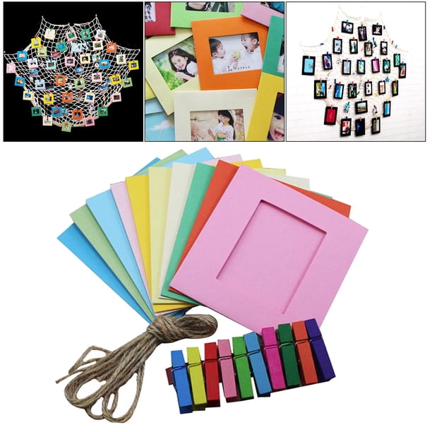 Marcos de fotografía de Papel Artesanal, Marcos de fotografía, Marcos de fotografía de Papel para Colgar en Múltiples, con Cuerda de Clips, para Decoración 30 piezas 3 pulgadas Macarena álbum de fotos