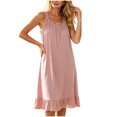 thumbnail image 2 of Asxite Womens Pajamas Solid Ruffle Sleeveless Loose Breathable Casual Loungewear Nightgown, 2 of 7