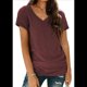 thumbnail image 2 of Camiseta Informal con Cuello en V para Mujer, Color Vino Tinto, Talla M, 2 of 9