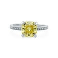 thumbnail image 2 of BERRICLE Sterling Silver Solitaire Wedding Engagement Rings 3 Carat Canary Yellow Cushion Cut Cubic Zirconia CZ Ring for Women, Rhodium Plated Size 6.5, 2 of 7