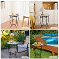 thumbnail image 3 of KABB Blue Metal Plant Stand with Indoor Round,14 inch Planter Width, 17 Inch Plant Small Round Outdoor End Table Side Table for Patio Yard Porch Balcony Garden Bedside, Plant Stand for Indoor Outdoor, 3 of 7