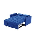 thumbnail image 6 of Modern 2-Seater Sofa, 54" Pull-Out Sleeper Sofa Bed for Living Room,Dark Blue + Velvet + Foam, 6 of 10