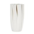 thumbnail image 6 of DecMode 10" Abstract Ribbed Dimensional Folded White Ceramic Vase with Compact Wavy Rim, 6 of 9
