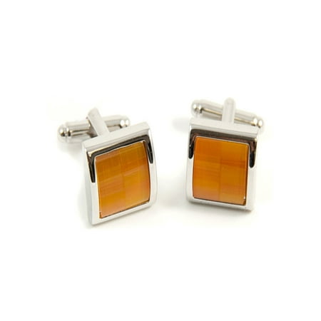 Bey-Berk Semi Precious Stone Cufflinks - Orange
