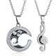 thumbnail image 1 of GOOHOCHY 2 piezas Set LOVEYOU Nota musical y Moon Link Chain Puzzle Colgante Collar Crystal Rhinestones Pareja Collar Valentines Jewelry Gift para amantes (Plata), 1 of 6