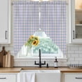 thumbnail image 3 of Swag Valance Curtains for Windows, Purple Light Filtering Kitchen Curtains with Rod Pocket, Grid Checkered Plaid Gingham Lattice Trellis Window Treatment Valances for Living Room, 36x36 - 2 PCS, 3 of 9