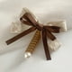 thumbnail image 2 of Ligas para el pelo de alambre telefónico Bowknot - Cintas suaves de cordón de poliéster para coletas y trenzas, impermeables y elásticas, 10 cm (café, negro), 2 of 4
