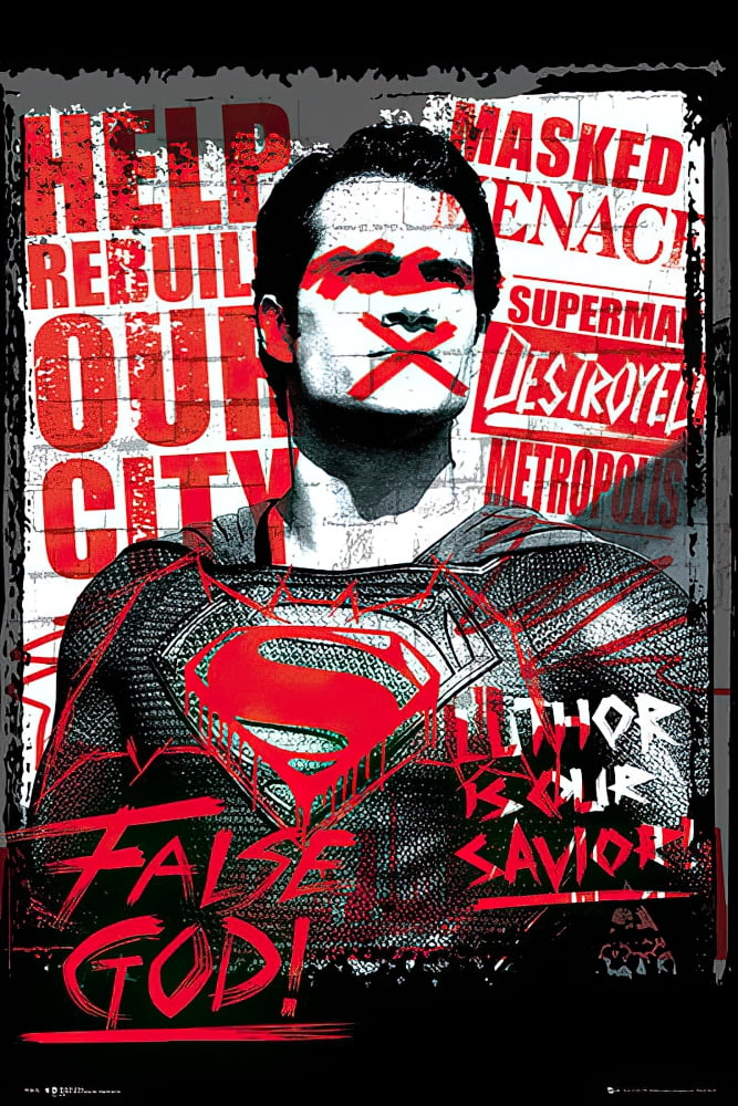 Batman Vs. Superman: Dawn Of Justice - Propaganda Movie Poster / Print ( Superman - False God) (Black Poster Hanger) 