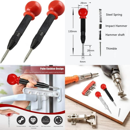 

Handy Efficient and Versatile Set of 4 Reliable 5 Inch Adjustable Brass Spring Loaded Automatic Center Punch Tools - Essential Equipment for Precision Crafting of Metal Wood Windows