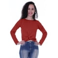 thumbnail image 3 of Moomaya Haut Court à Manches Longues avec Nœud devant pour Femmes T-Shirt d'Été Uni, 3 of 7