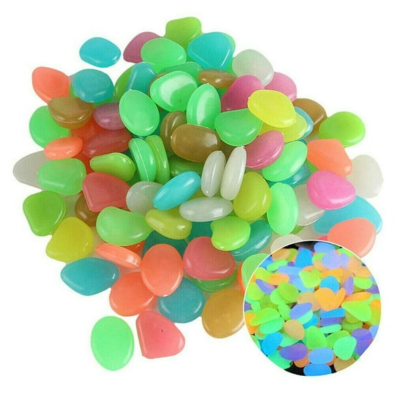 SPRING PARK 50Pcs/Bag Glow in The Dark Pebbles Luminous Stones Rocks For Garden Aquariums Decor