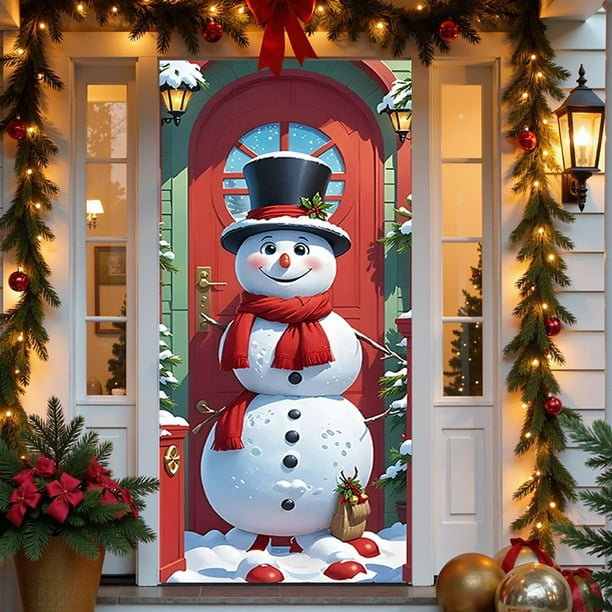 Cortina Navideña Decorativa para Puerta | Tejido de Poliéster Impermeable | Impresión de Alta Definición | Cubre Toda La Puerta | Resistente a Las Arrugas | Bordes de Doble Costura Resistentes a Desg