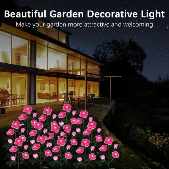 Cheapark Solar Outdoor Flower Stake Lights Waterproof LED Landscape Lighting Garden Backyard Walkway Patio Yard Independence Day Easter Decor