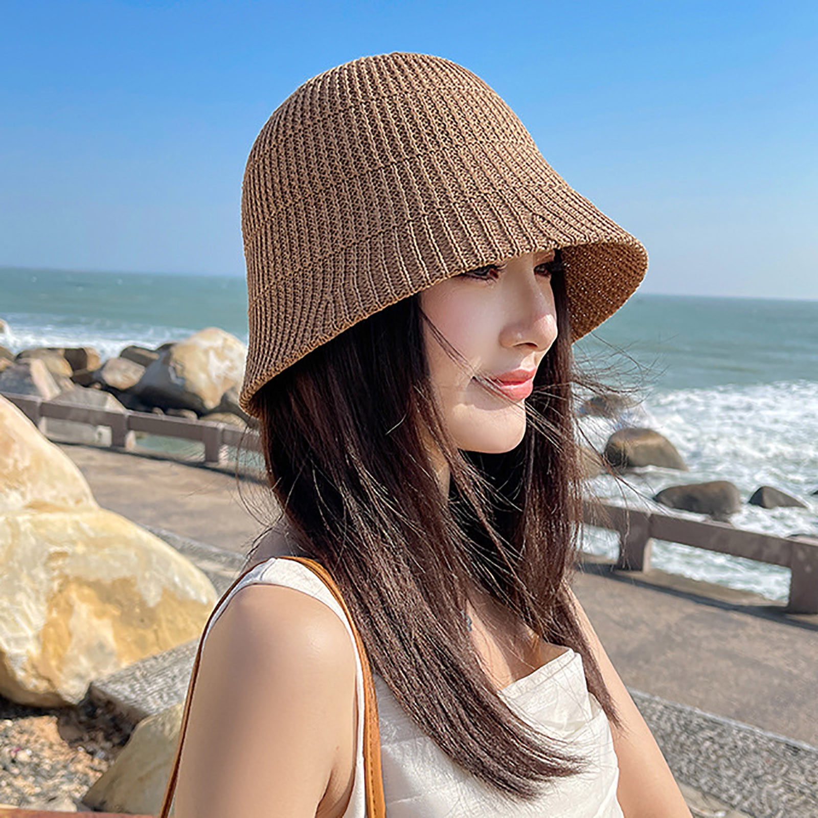 Fesfesfes Women's Summer Sun Bucket Hats Big Bowknot Double Face Covering  Hat UV Protection Fisherman Hat Fishing Cap 