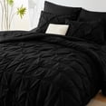 thumbnail image 2 of Twin Comforter Set - 5 Pieces Comforters Twin Size Black, Pintuck Bed in A Bag Pinch Pleat Bedding Sets with All Season Comforter, Flat Sheet, Fitted Sheet and Pillowcases & Shams, 2 of 6