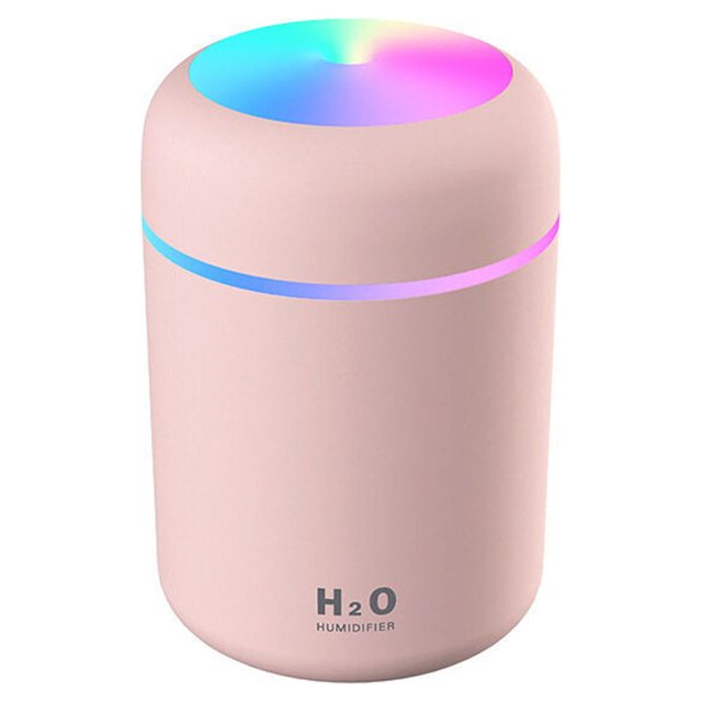 Mini humidificador: unidad humidificadora premium con tanque de agua de 300 ml, funcionamiento silencioso ultrasónico, apagado automático y función de luz nocturna, 1 pieza negro