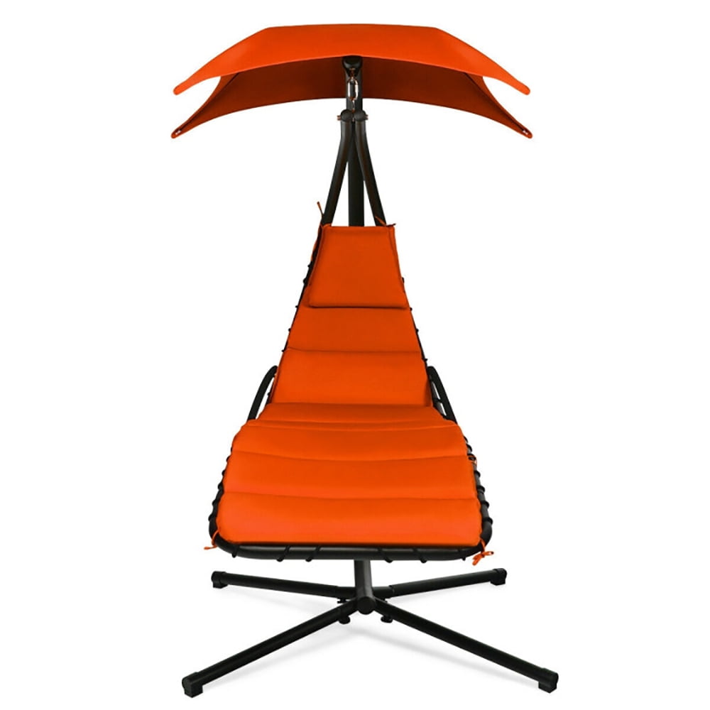 Aimee Lii Hanging Stand Chaise Lounger Swing Chair with Pillow, Patio Loungers, Orange
