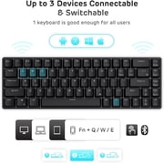 68 Hot Swappable 65% Mechanical Keyboard, 68 Compact BT5.0 Gaming Keyboard with Stand-Alone Arrow/Control , Black, Quiet Red