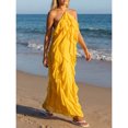 thumbnail image 4 of Yellow Halter Maxi Dress With Ruffle Layers Sleeveless Backless Summer Fashion Dress, 4 of 8