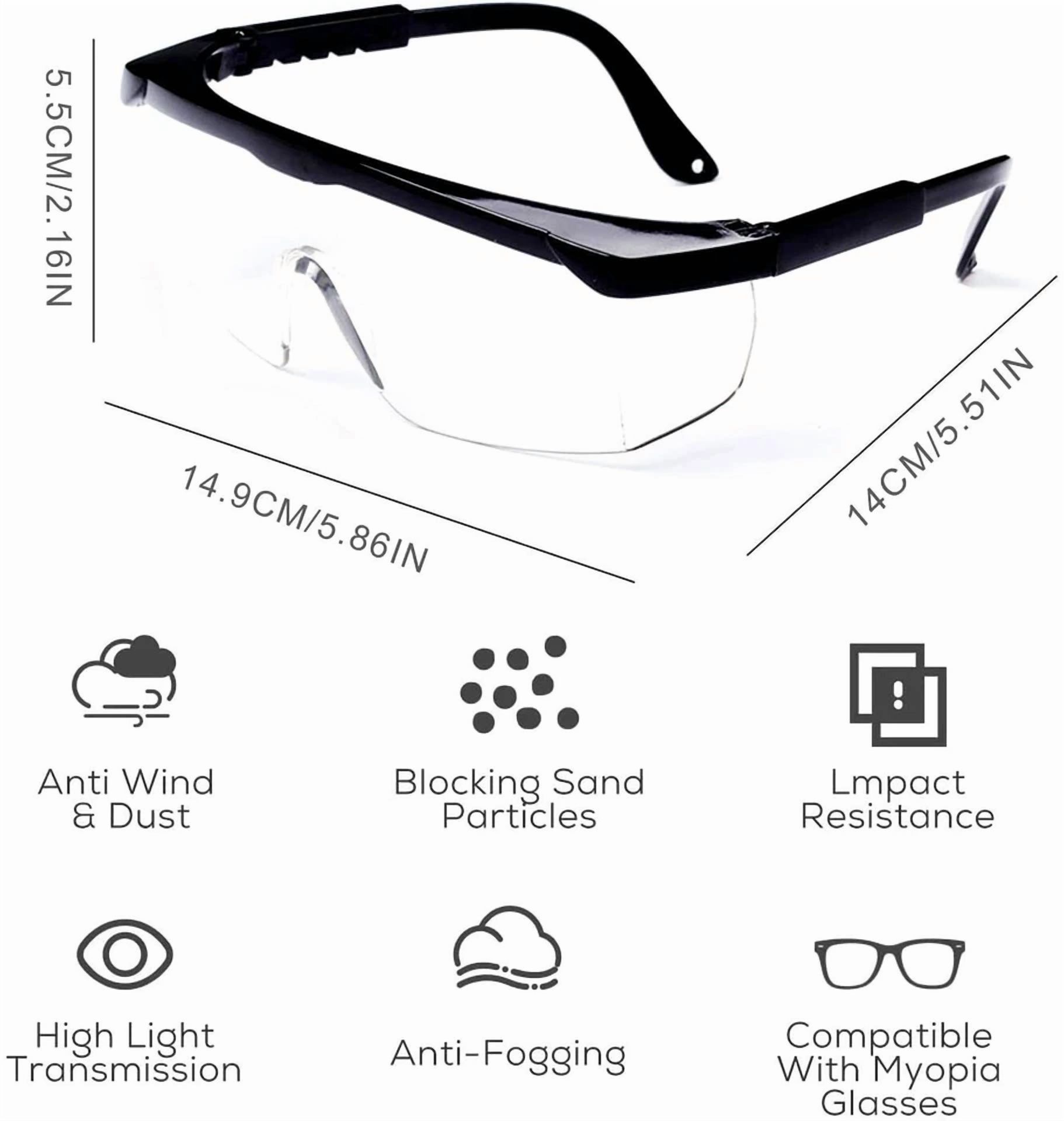 CIRCLE- 3 Pcs Clear Safety Goggles Glasses Anti Fog Lens Work Lab Protective Chemical