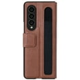 thumbnail image 5 of Dteck For Samsung Galaxy Z Fold4,Shockproof Artificial Leather Kickstand PC Frame with S Pen Holder Case Cover,Brown, 5 of 7